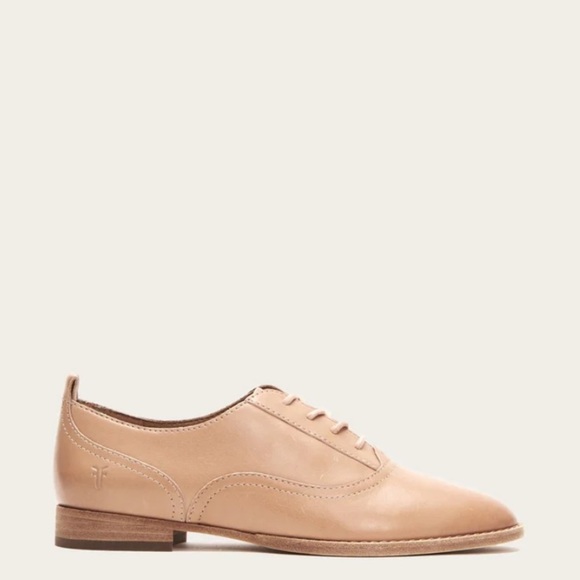 $328 Frye Grace Oxford Light Pink Real Leather Lace Up Casual Formal Work Flat - Picture 2 of 16